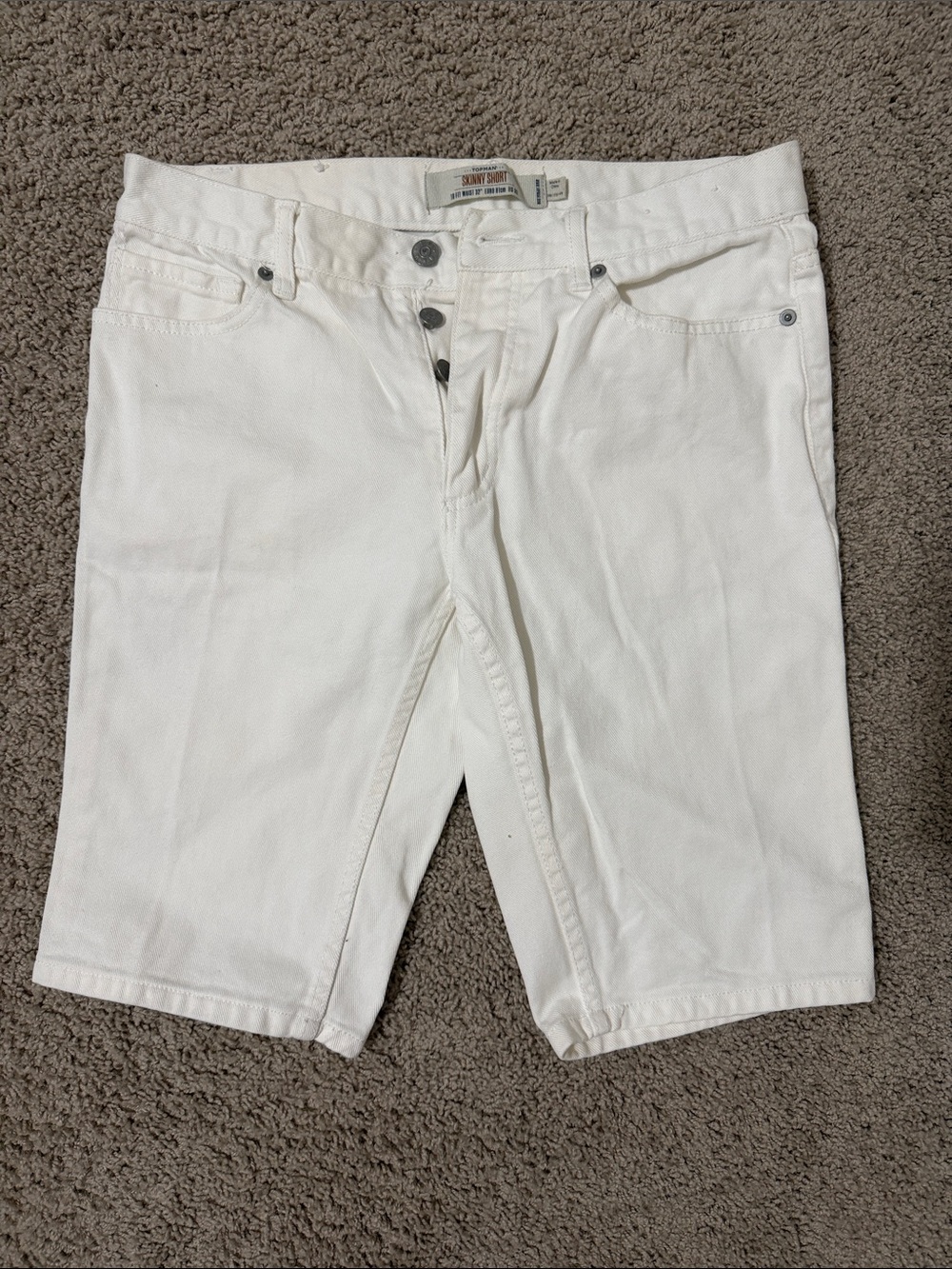 Topman Skinny White Denim Shorts